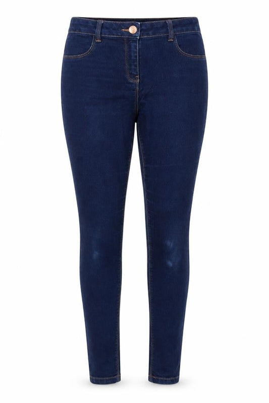 Front view of Denim women’s blue skinny jeans, size UK 10, 28-inch leg