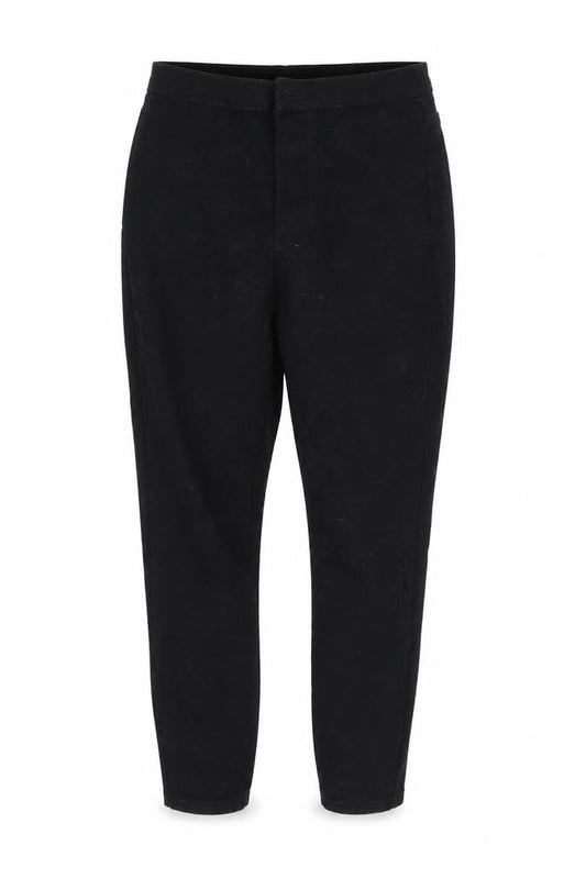 Front view of Denim Co women’s black tapered jeans, size UK 8, 25-inch leg