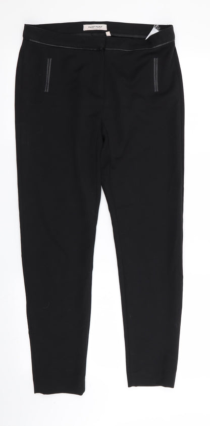 NAF NAF Womens Black   Trousers  Size 8 L28 in - Leather Trims