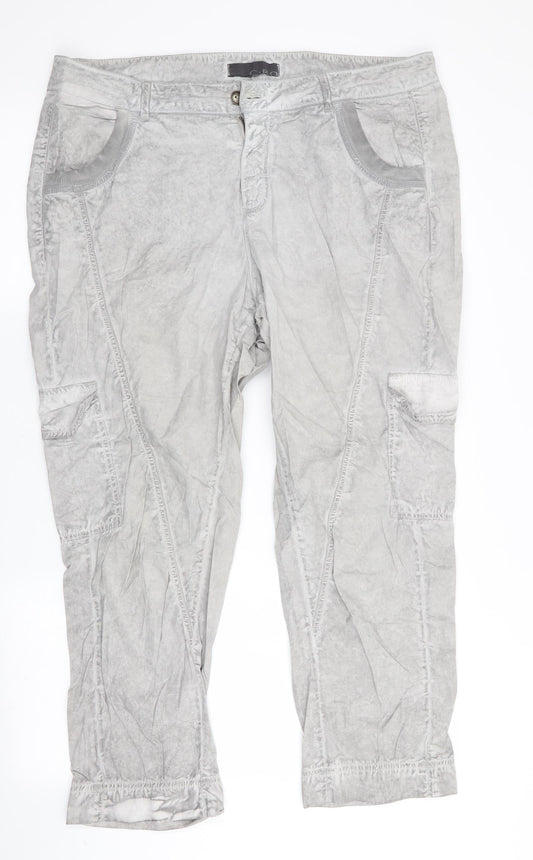 CRO Mens Grey   Cargo Trousers Size 38 in L27 in - DISTRESSED