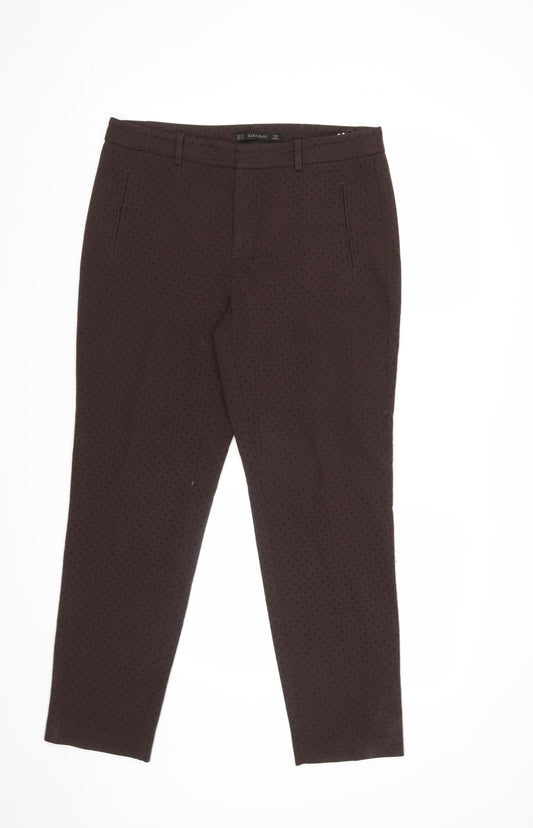 Womens UK Size 12 Zara Regular Fit  Brown Trousers