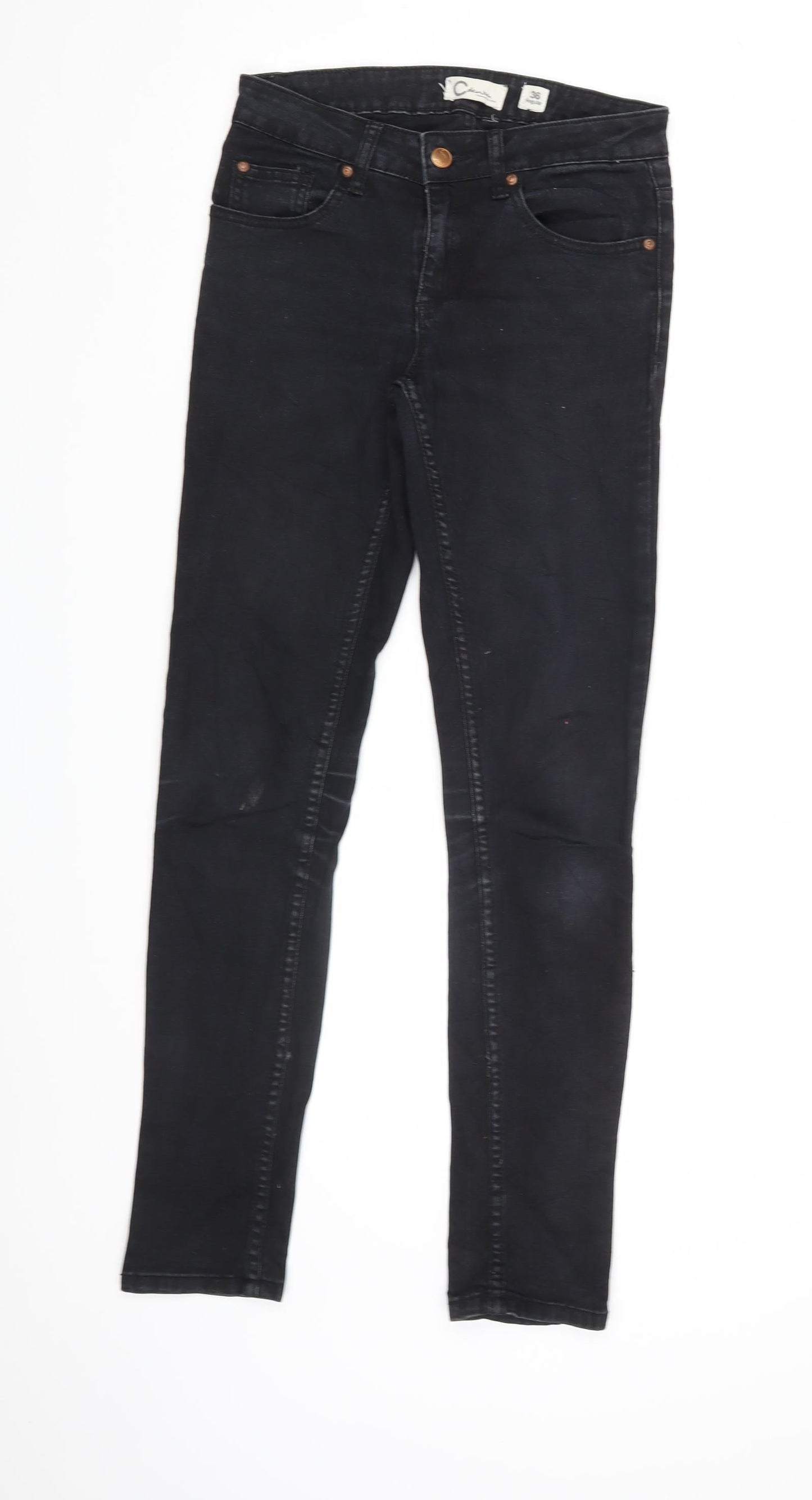 Womens UK Size 8 C Denim Regular Fit Skinny Black Jeans