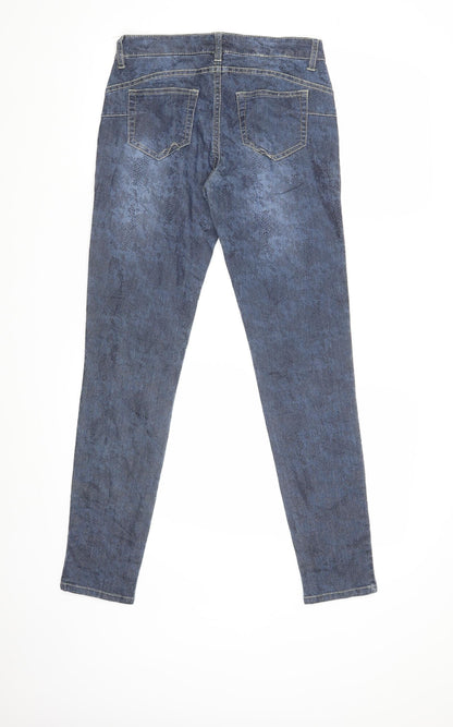 Oodji Womens Blue Animal Print  Skinny Jeans Size 8 L30 in