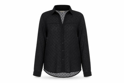 Season Womens Black Polka Dot  Basic Button-Up Size M  - See Through