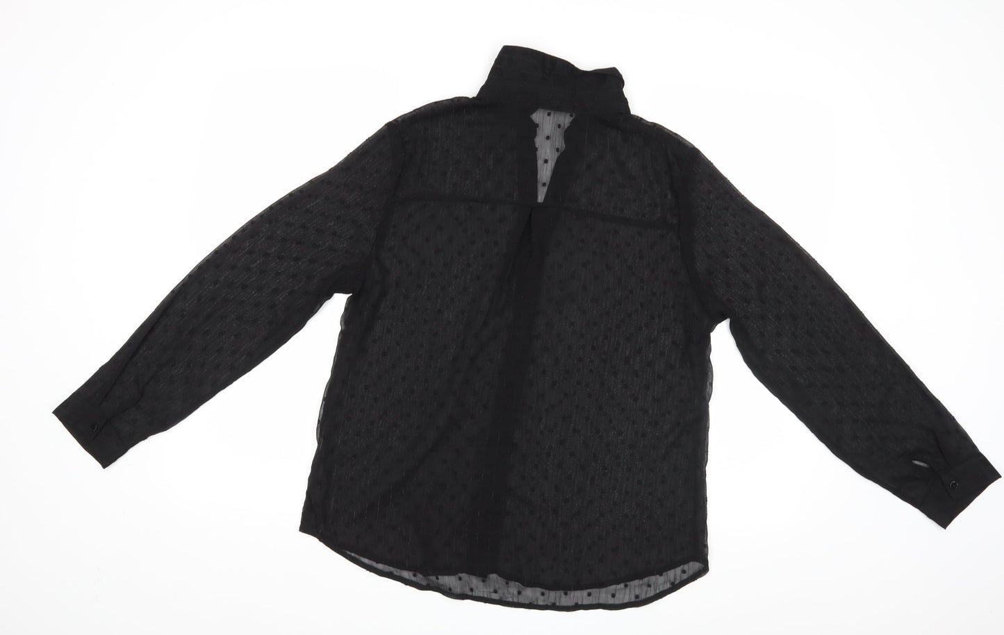Season Womens Black Polka Dot  Basic Button-Up Size M  - See Through