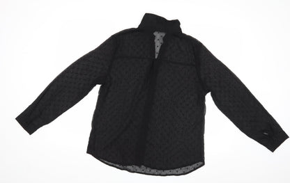 Season Womens Black Polka Dot  Basic Button-Up Size M  - See Through