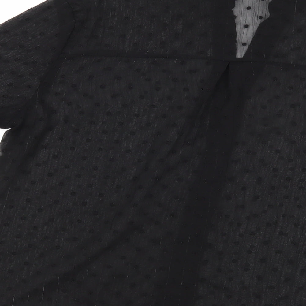Season Womens Black Polka Dot  Basic Button-Up Size M  - See Through