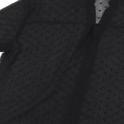 Season Womens Black Polka Dot  Basic Button-Up Size M  - See Through