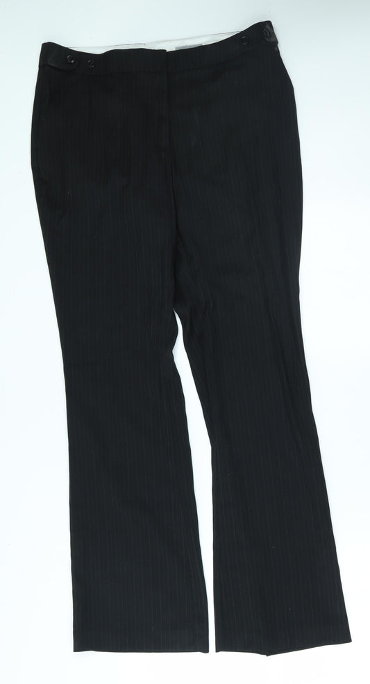 H&M Womens Black Striped   Suit Trousers Size 14 L31 in