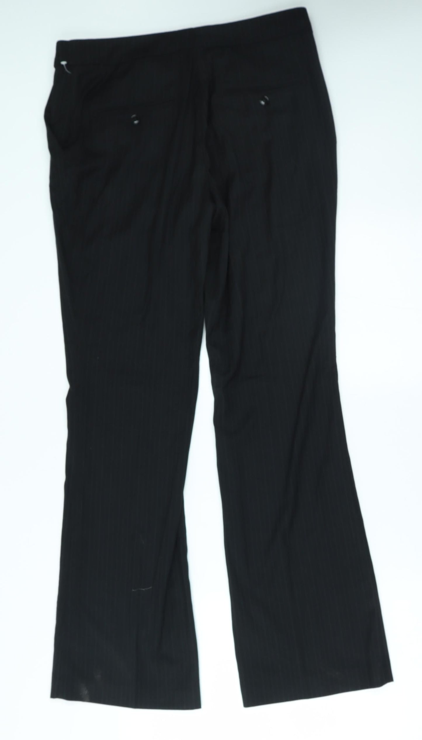 H&M Womens Black Striped   Suit Trousers Size 14 L31 in