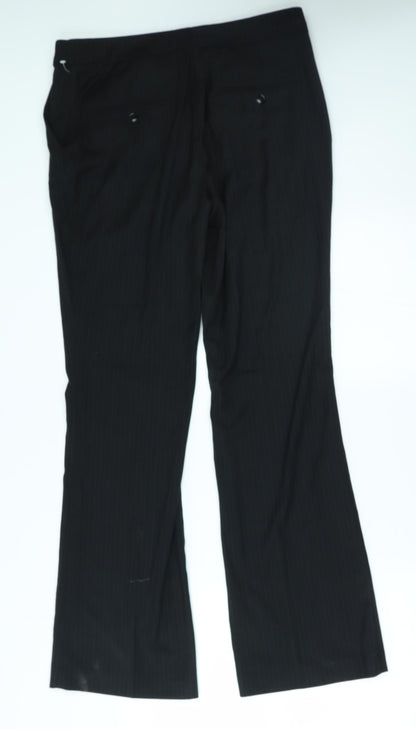 H&M Womens Black Striped   Suit Trousers Size 14 L31 in