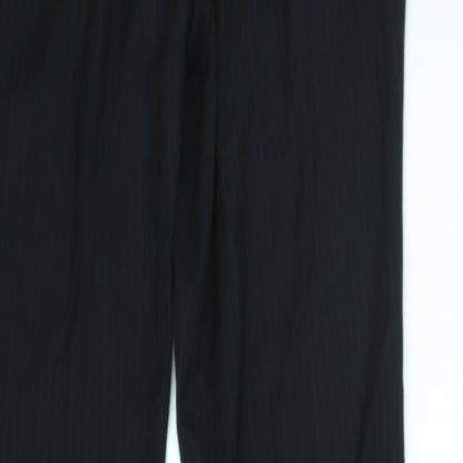 H&M Womens Black Striped   Suit Trousers Size 14 L31 in