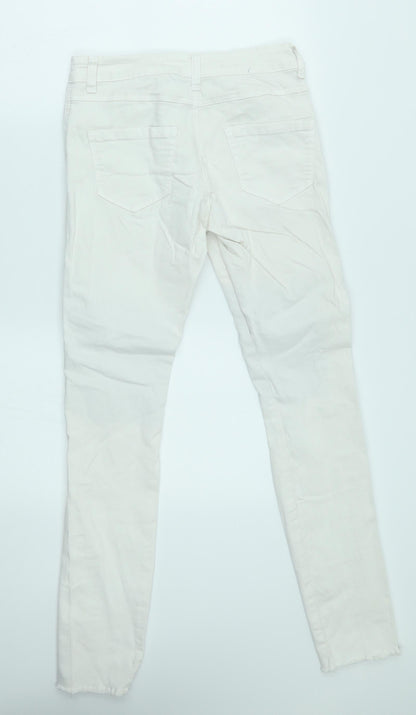 Brave Soul Womens White   Skinny Jeans Size 10 L29 in - fishnet knees