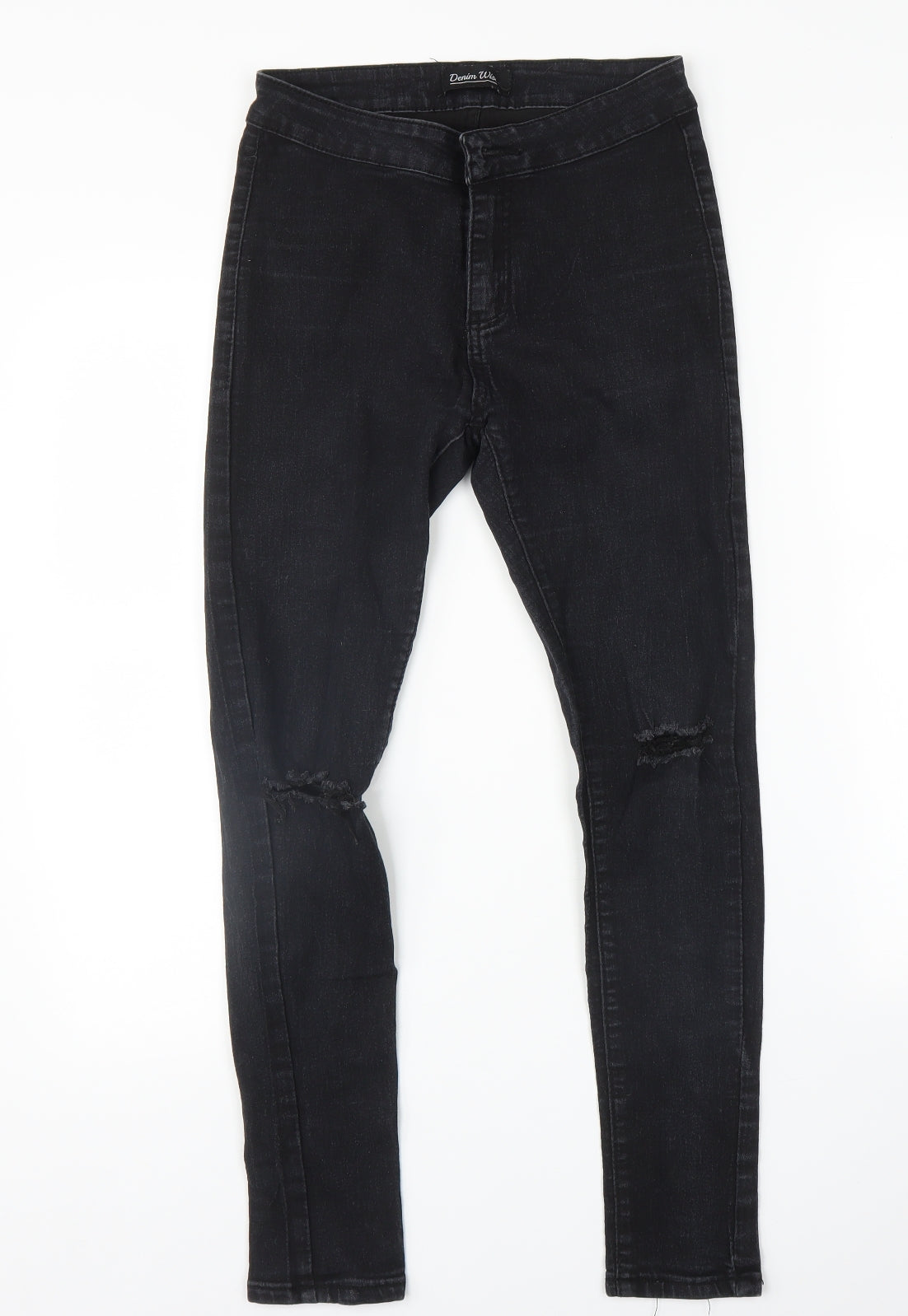 Womens UK Size 8 Denim Wise Regular Fit Skinny Black Jeans