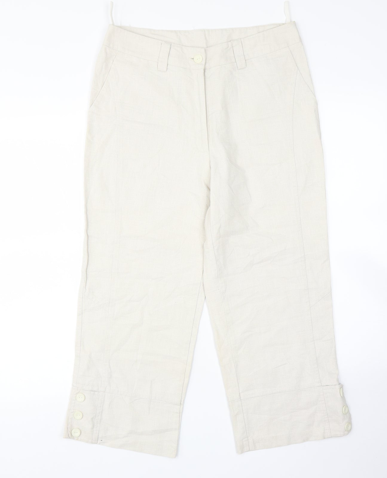 Womens UK Size 12 Preworn Regular Fit  Beige Trousers