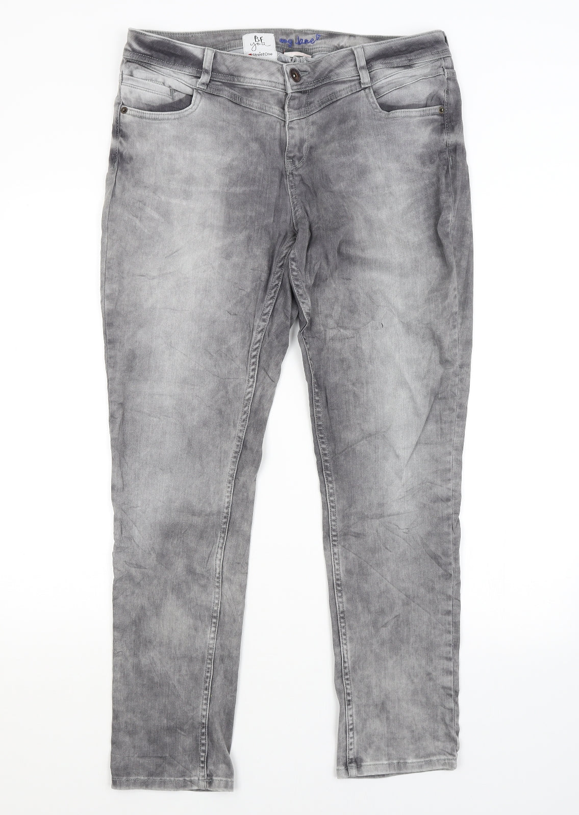 BE YOU Womens Grey   Straight Jeans Size 34 in L29 in