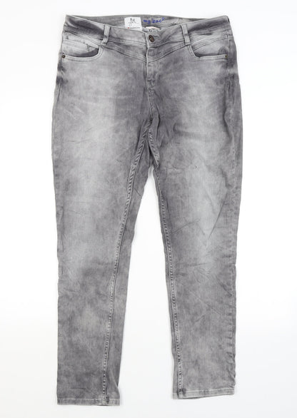 BE YOU Womens Grey   Straight Jeans Size 34 in L29 in