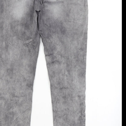 BE YOU Womens Grey   Straight Jeans Size 34 in L29 in