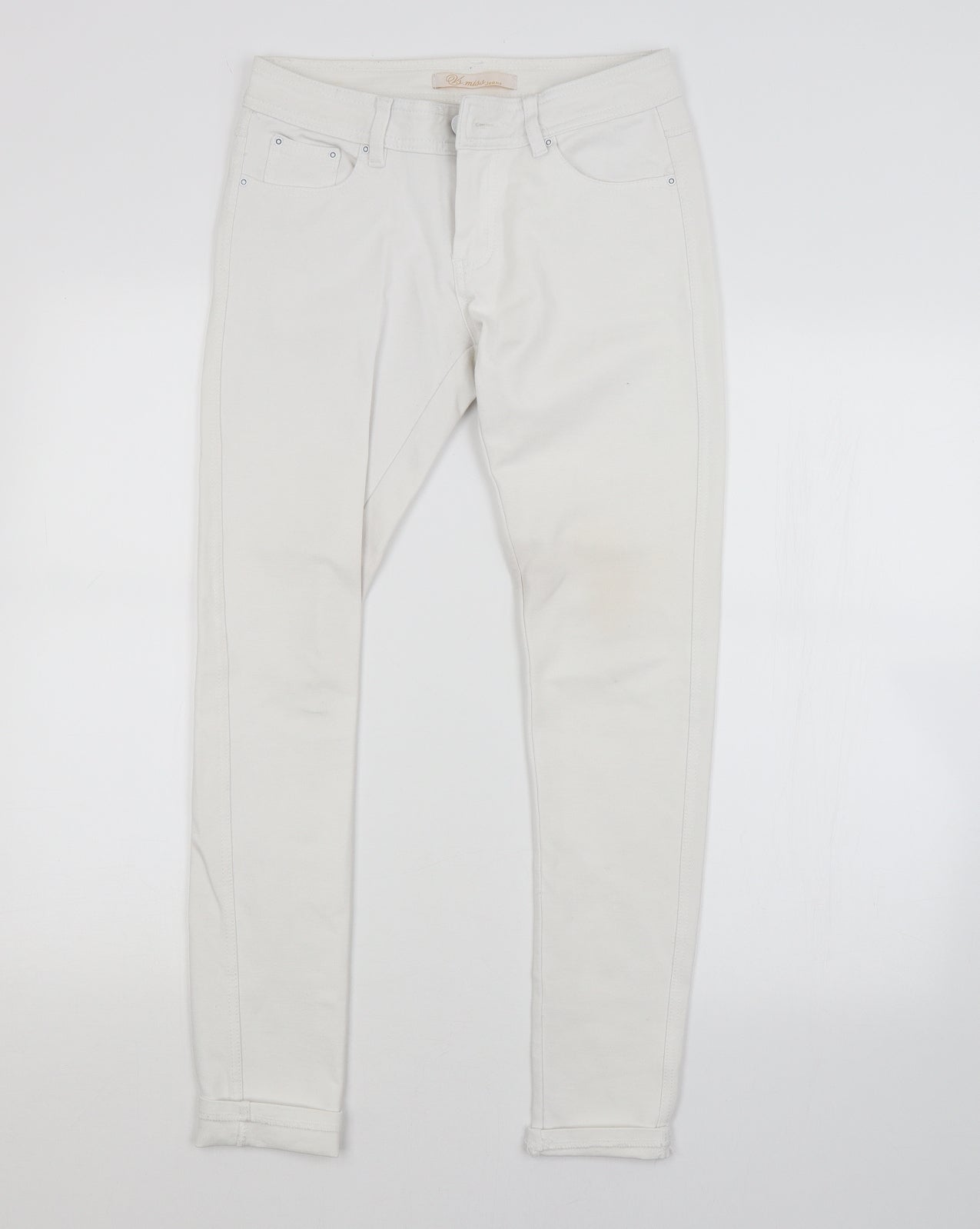 Womens UK Size L Preworn Regular Fit Straight White Jeans