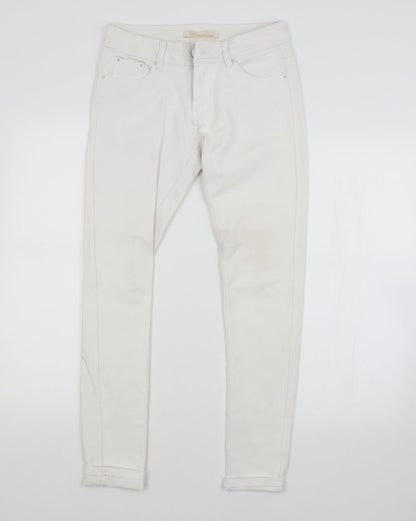 Womens UK Size L Preworn Regular Fit Straight White Jeans