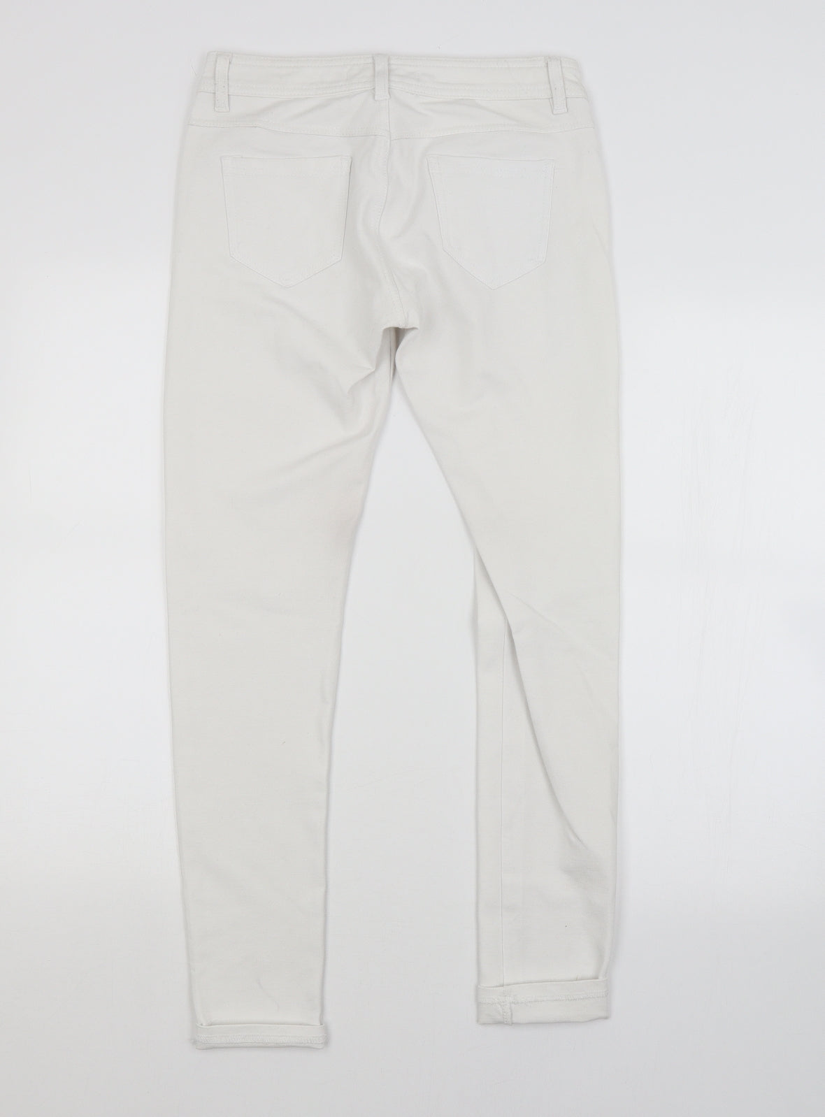 Womens UK Size L Preworn Regular Fit Straight White Jeans