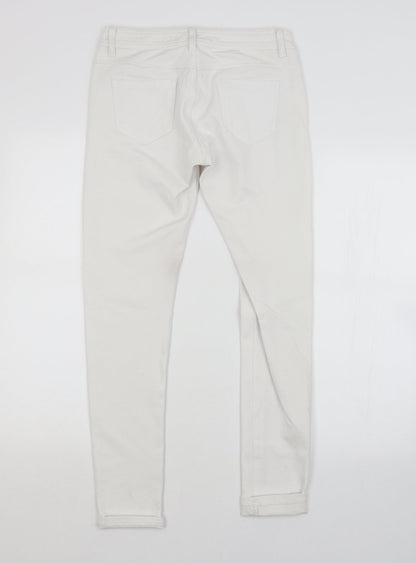 Womens UK Size L Preworn Regular Fit Straight White Jeans