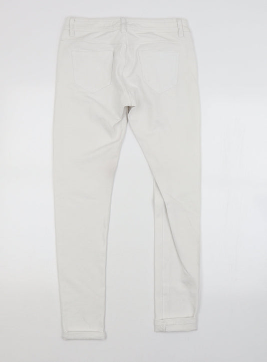 Womens UK Size L Preworn Regular Fit Straight White Jeans