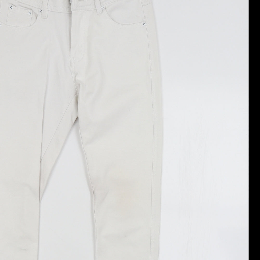 Womens UK Size L Preworn Regular Fit Straight White Jeans