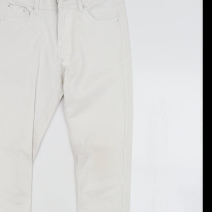 Womens UK Size L Preworn Regular Fit Straight White Jeans