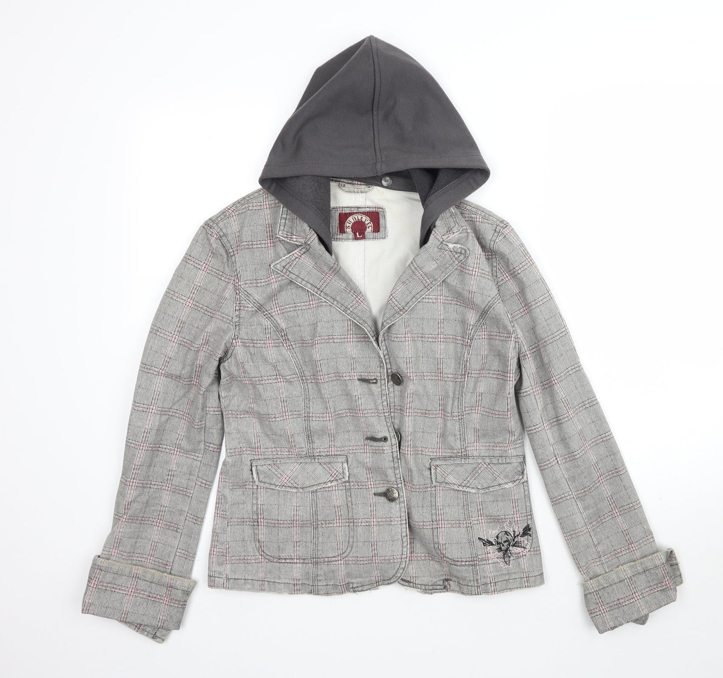 Sublevel Womens Grey Plaid  Jacket  Size L