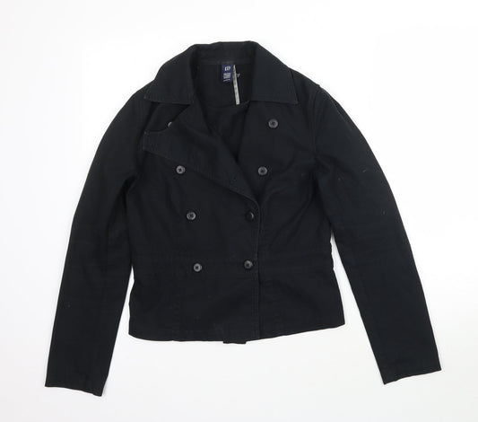 Gap Womens Black  Denim Pea Coat Coat Size 10
