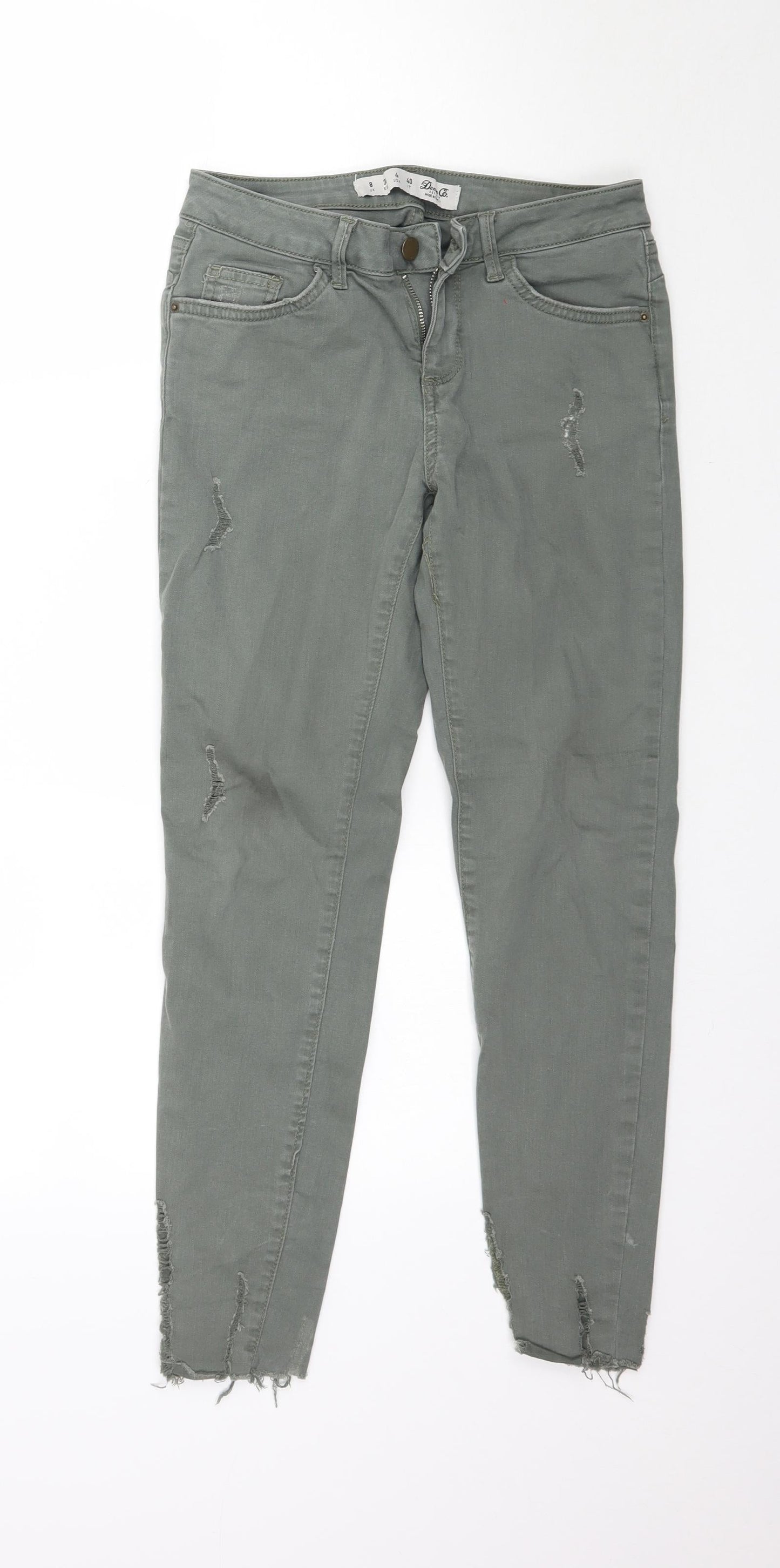 Denim & Co. Womens Green  Denim Skinny Jeans Size 8 L26 in