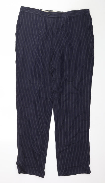 Racing Green Womens Blue Striped  Trousers  Size XL L33 in