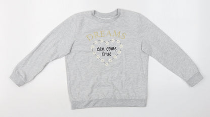 LILY & DAN Girls Grey   Pullover Sweatshirt Size 9-10 Years
