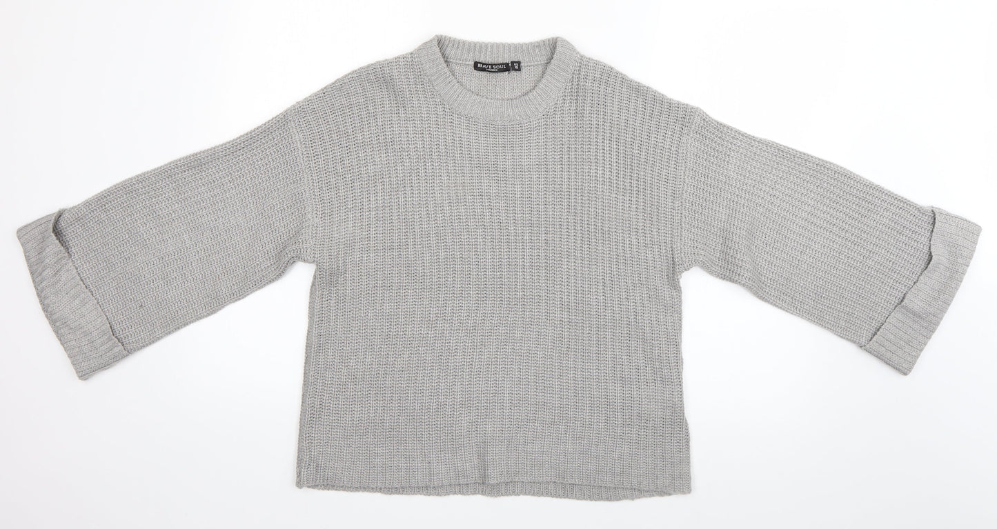 Womens UK Size 10 Brave Soul Grey Pullover Jumper