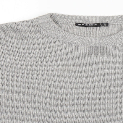 Womens UK Size 10 Brave Soul Grey Pullover Jumper