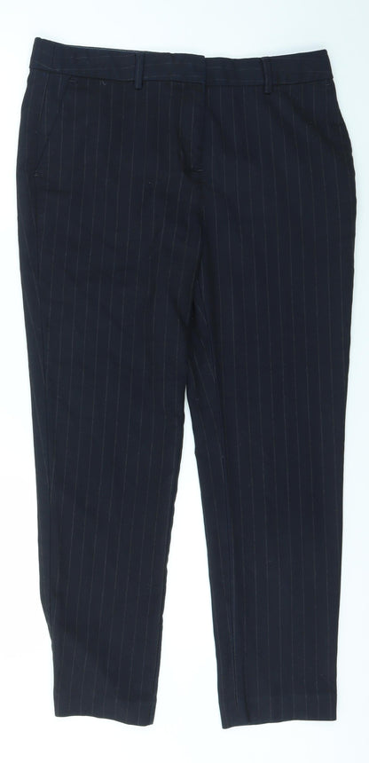 Next Tailoring Womens Black Striped  Trousers  Size 12 L25.5 in