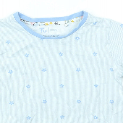TU Girls Blue Striped  Basic T-Shirt Size 7-8 Years  - Flower