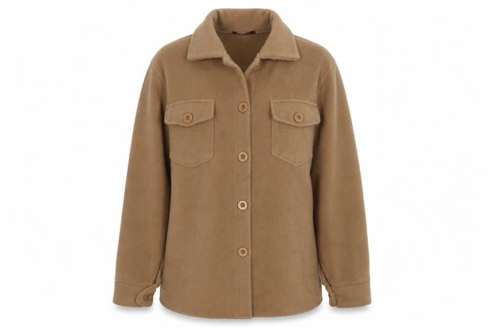 Front view of Fashion women’s beige pea coat coat, size S