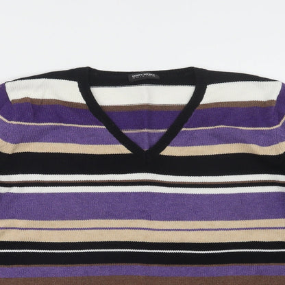 Gerry Weber Womens Purple Striped Knit Pullover Jumper Size 14
