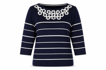 Bonmarché Womens Blue Striped Pullover Jumper Size L