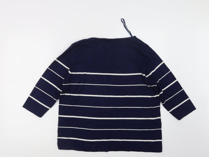 BM Womens Blue Striped  Pullover Jumper Size L