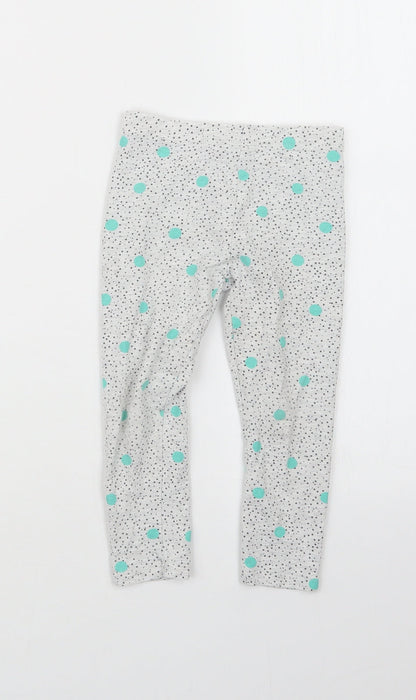 Mothercare Girls Grey Geometric  Capri Trousers Size 2 Years