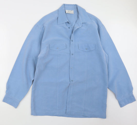 Mens UK Size M Kit Blue  Button-Up Long Sleeve Casual Shirt