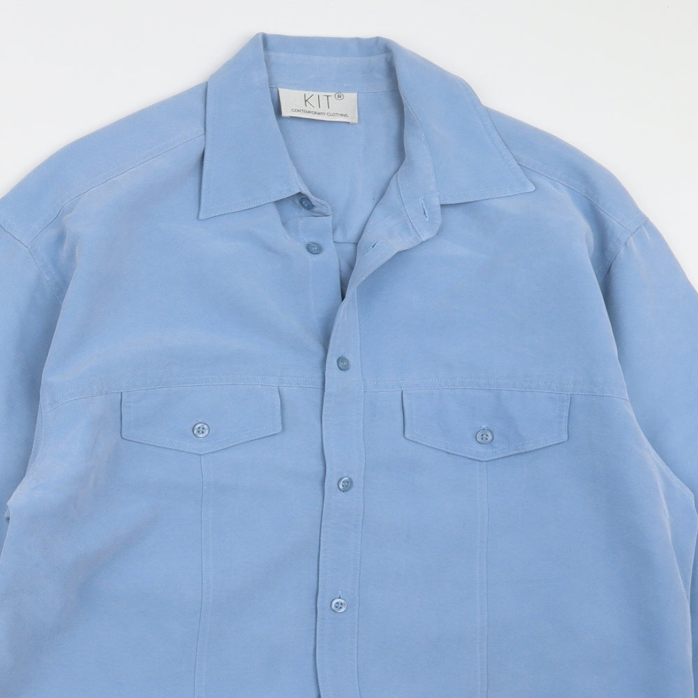 Mens UK Size M Kit Blue  Button-Up Long Sleeve Casual Shirt