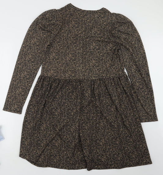 Zara Womens Beige Floral  T-Shirt Dress  Size S