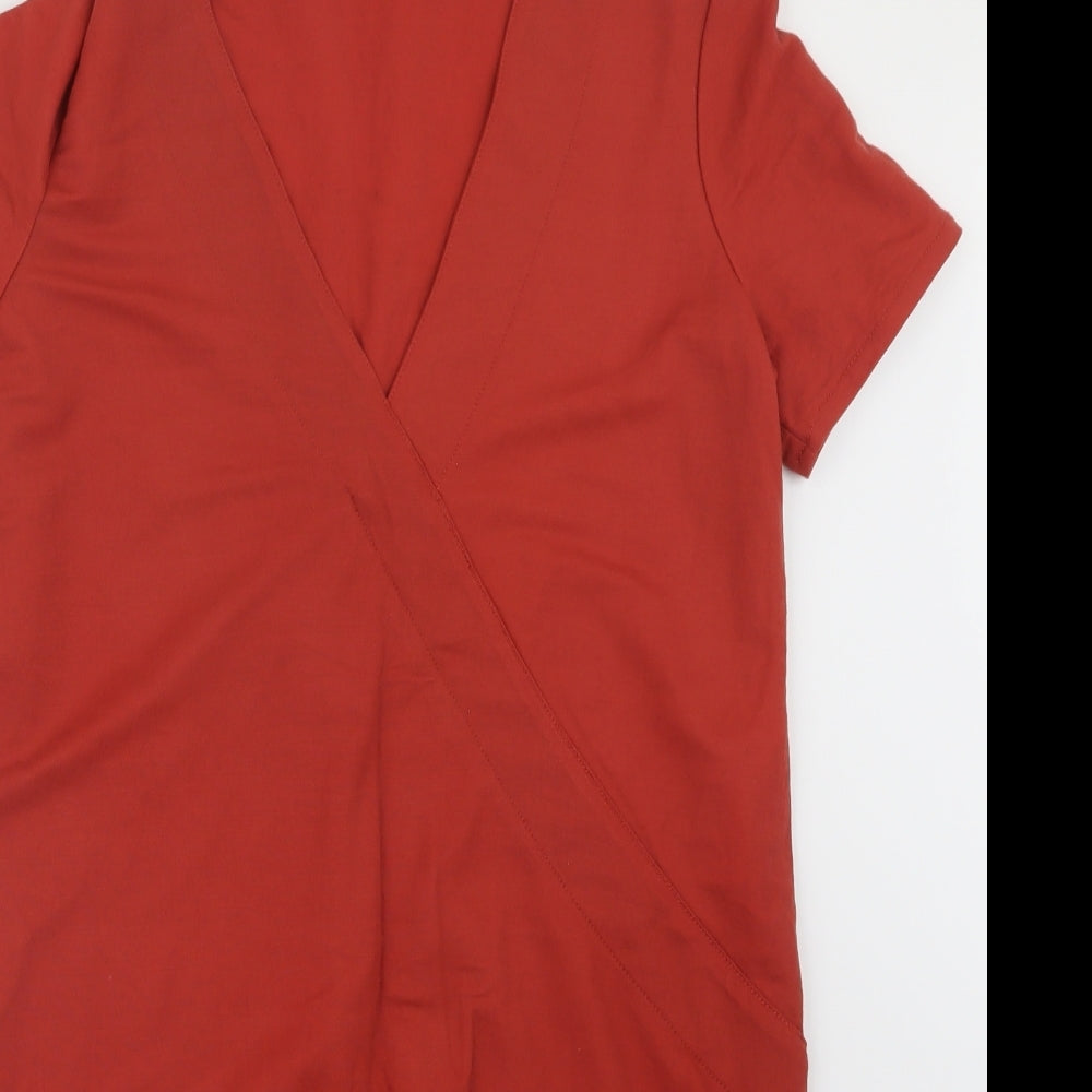 Womens UK Size S Zara Orange Basic T-Shirt