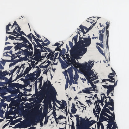 Womens UK Size 12 Soon Blue Basic Button-Up