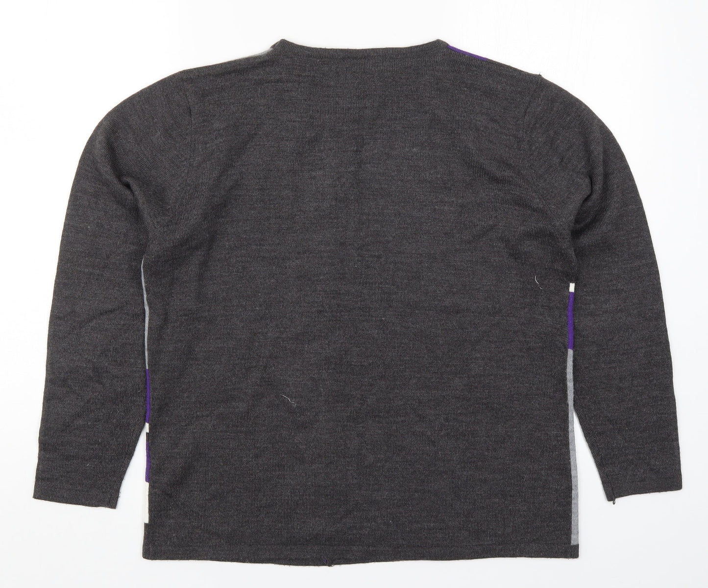 Autonomy Womens Purple Geometric Knit Pullover Jumper Size M