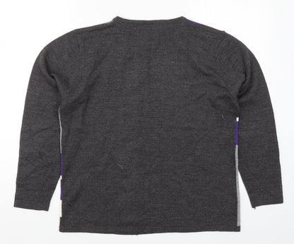 Autonomy Womens Purple Geometric Knit Pullover Jumper Size M
